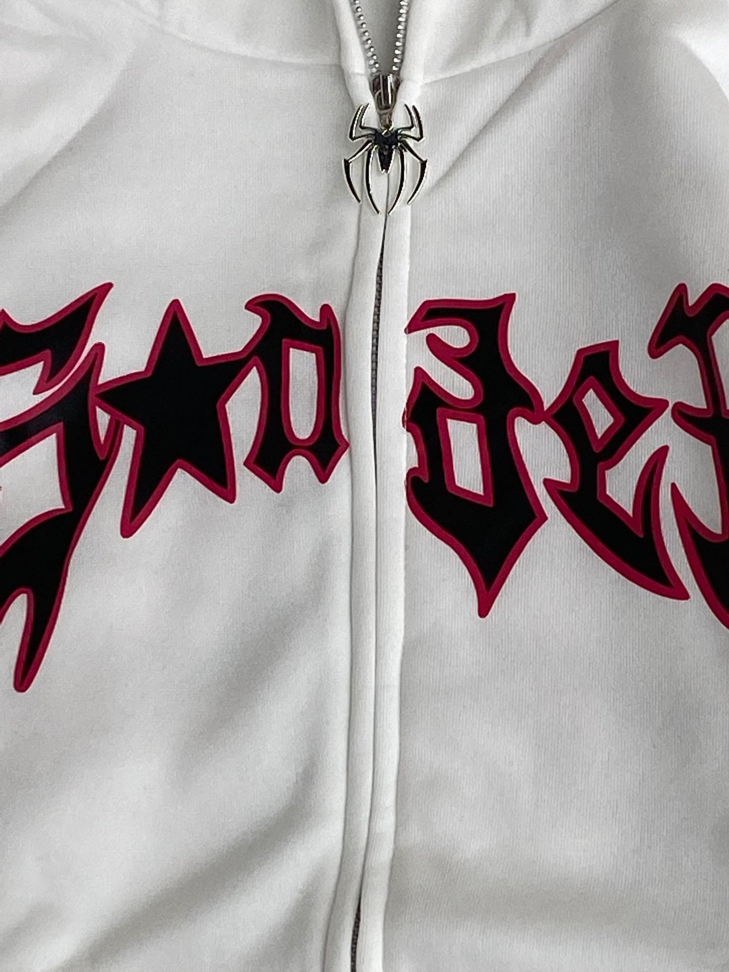 WHITE SPIDER ZIP UP HOODIE