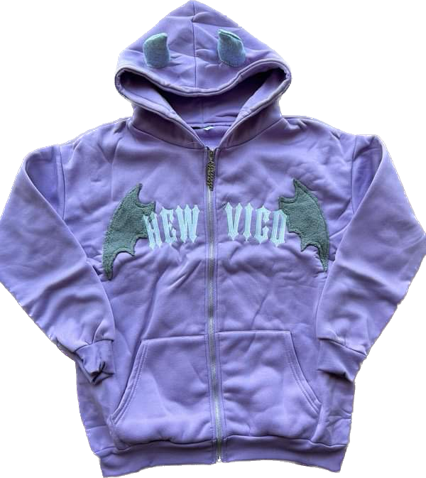 PURPLE HORN ZIP HOODIE