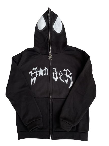 BLACK SPIDER ZIP UP HOODIE