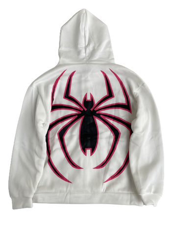 WHITE SPIDER ZIP UP HOODIE