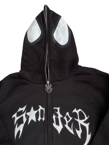 BLACK SPIDER ZIP UP HOODIE