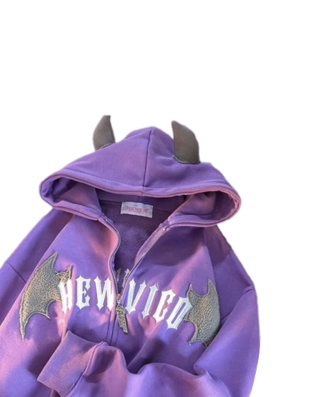 PURPLE HORN ZIP HOODIE