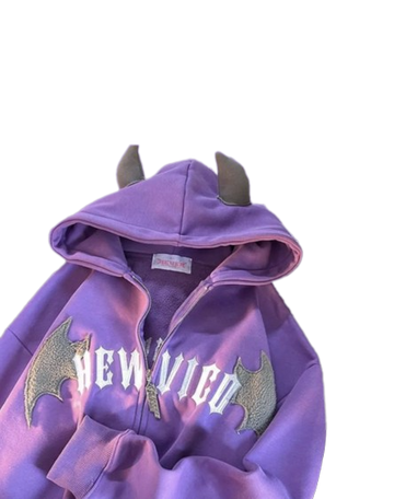 PURPLE HORN ZIP HOODIE