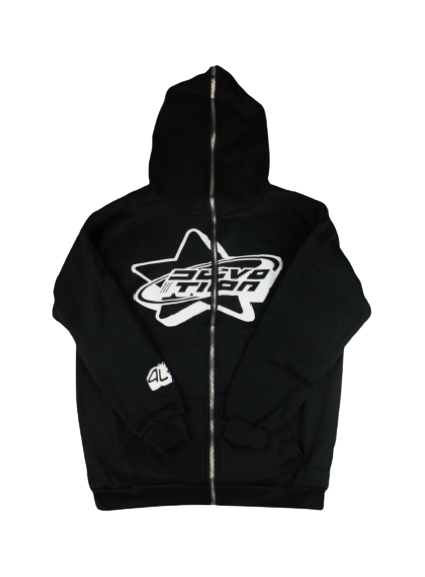 BLACK FULL ZIP HOODIE