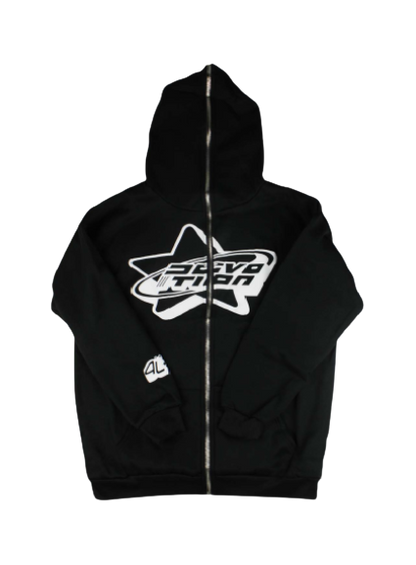 BLACK FULL ZIP HOODIE